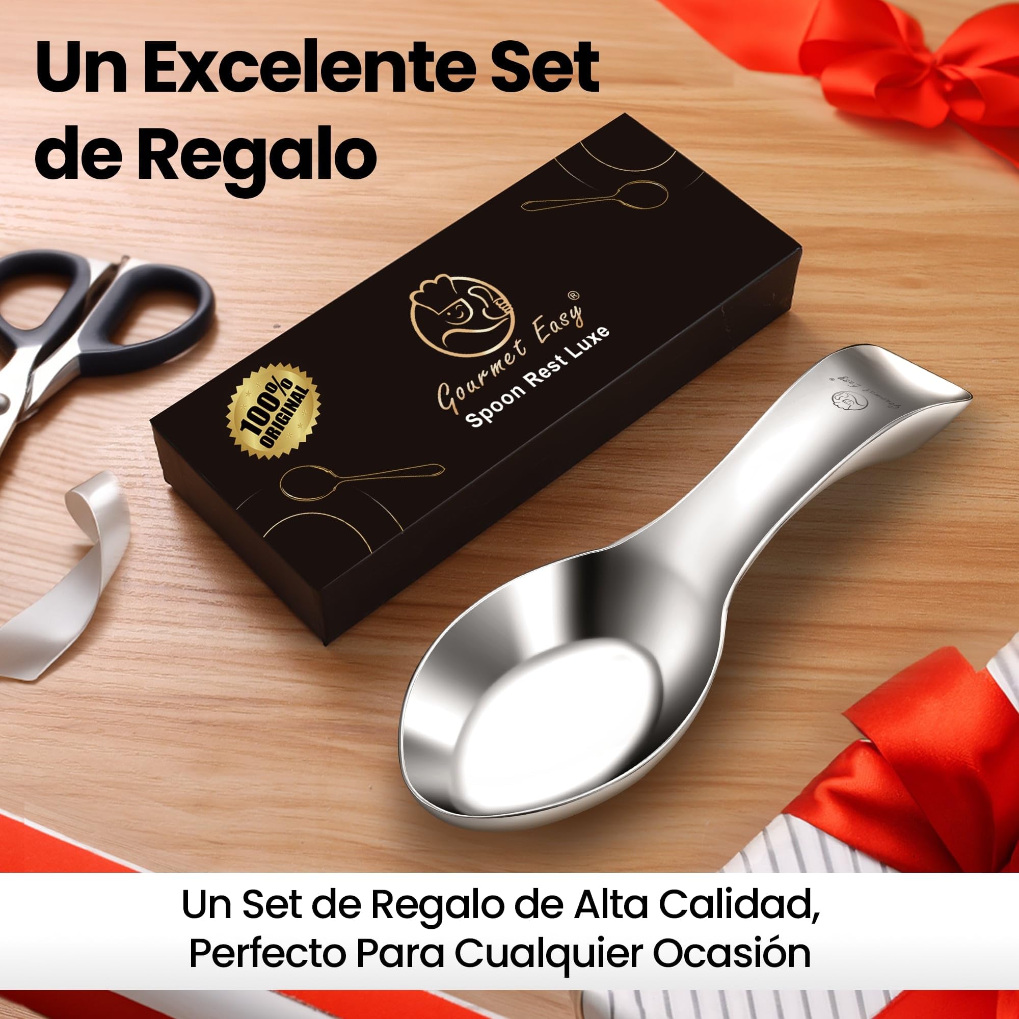Reposa Cucharas Cocina de Acero Inoxidable | Soporte irrompible para Cucharas/Apoya Cucharas Cocina | Resistente al Calor y Apto para Lavavajillas | Soporte Utensilios Cocina