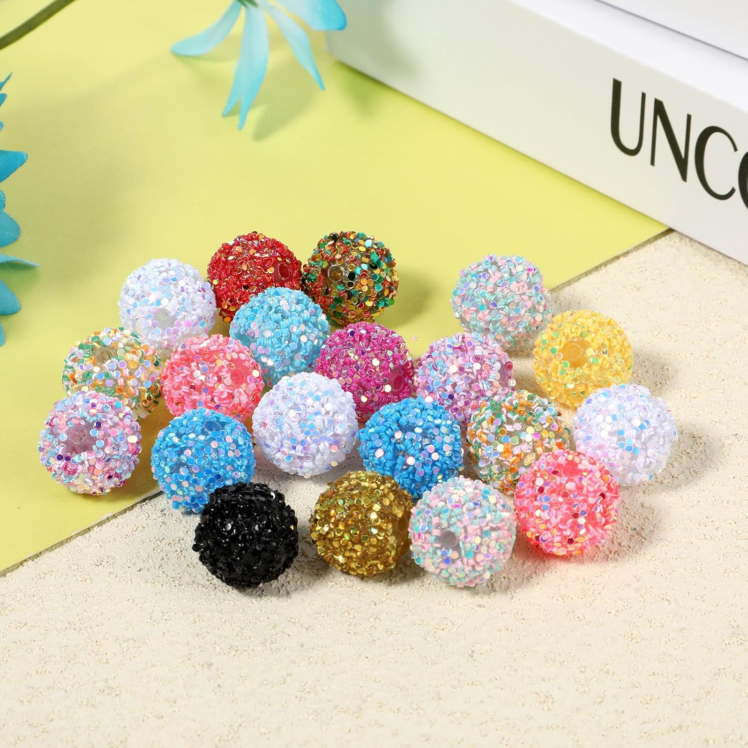 20pcs Colorful Mixed Color Sequin Beads, Round, Resin, 16mm, Loose Beads, Perfect for DIY Pens, Keychain, Bracelets - Image 3