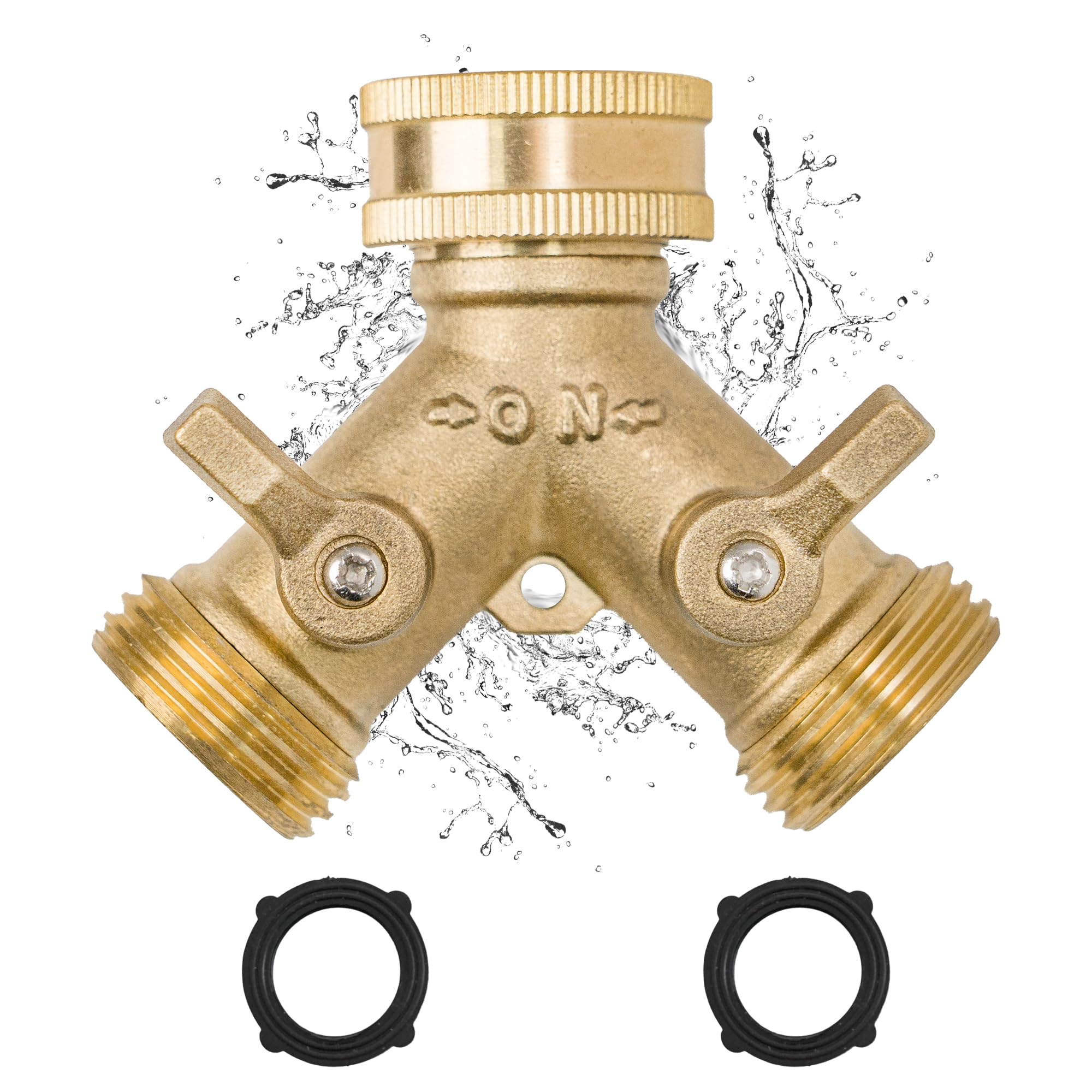 Diivoo Heavy Duty 2 Way Hose Splitter, High Flow 3/4" Brass Y Connector