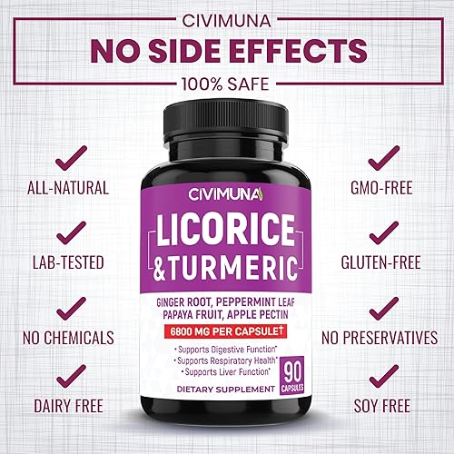 Miniatura 6 de Cápsulas de regaliz 6650mg - Regaliz, raíz de cúrcuma, raíz de jengibre - 3 meses de suministro