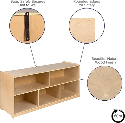 Miniatura 6 de Flash Furniture Hercules - Armario de madera de 5 secciones para el aula escolar para uso comercial o doméstico, seguro, diseño apto para niños, 24