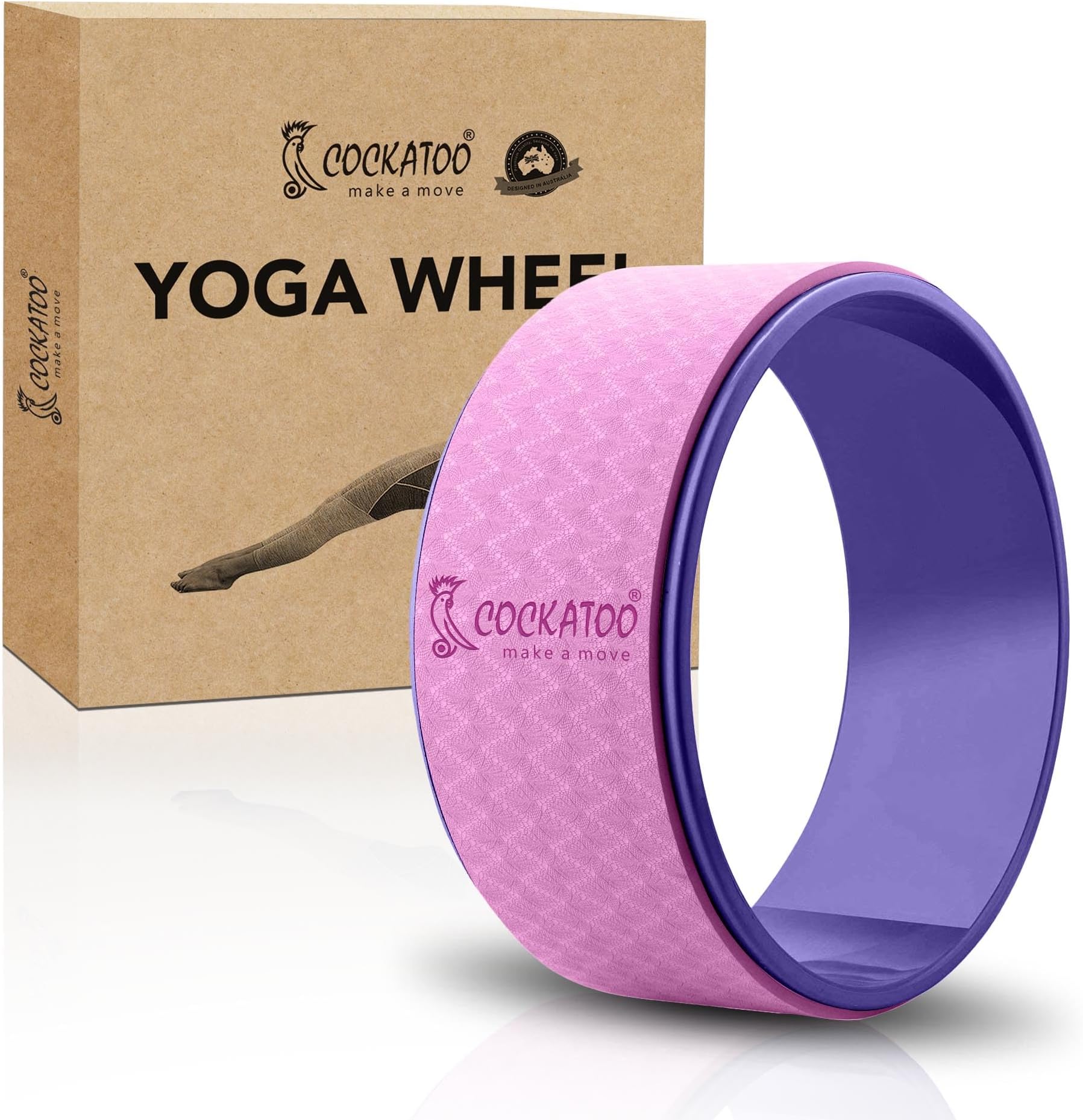 Cockatoo Yoga Wheel l 32 x 13 cms l Ultimate Comfort l Deep Tissue Massage, Back Pain Relief, Stretching, Backbends, Body Posture l Sweat Resistant & Eco-Friendly (Pink)