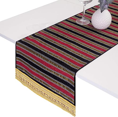 Miniatura 2 de rockcloud Camino de mesa colorido a rayas, mezcla de algodón, decoración para bodas, baby shower, cumpleaños, vacaciones, eventos, fiestas y fiestas