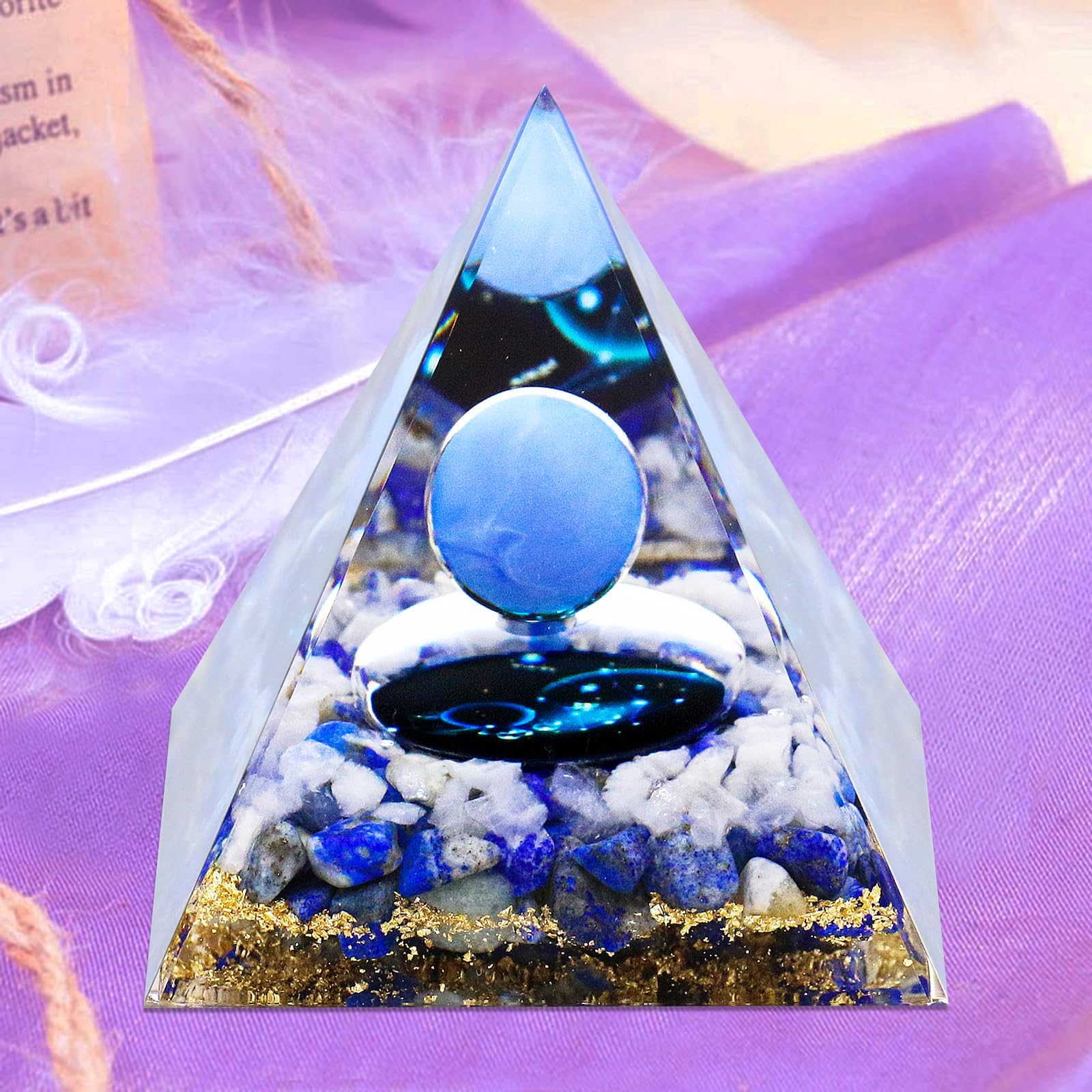 Crystal Pyramid,Zodiac Aquarius Orgone Pyramid, Healing Crystal