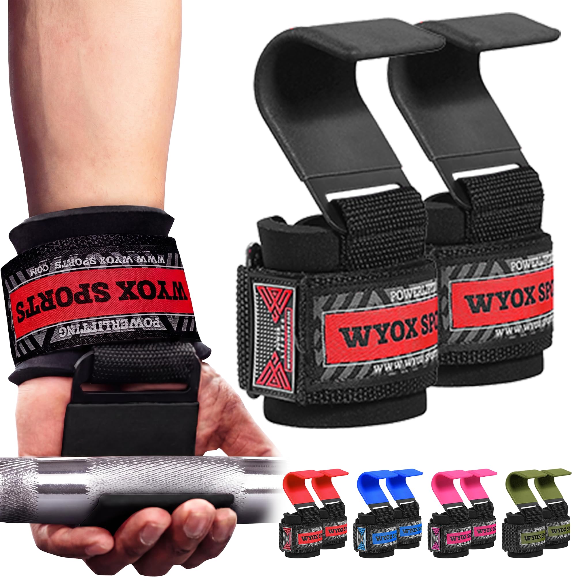 wyox de levantamiento de peso entrenamiento gimnasio correas gancho bar muñeca guantes de apoyo ascensor