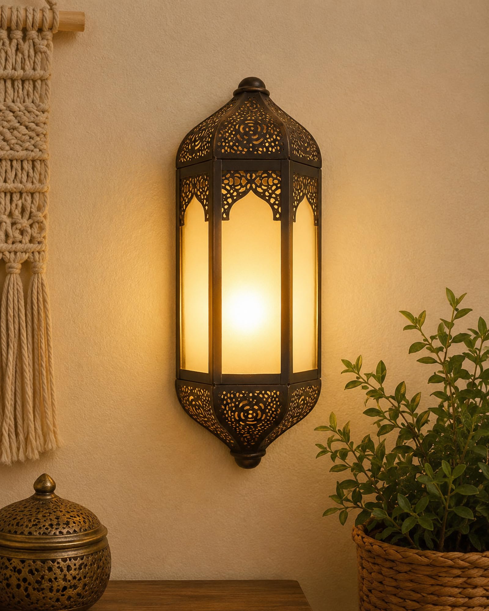 Homesake Vintage Moroccan Wall Sconce Lamp, Decorative Door Wall