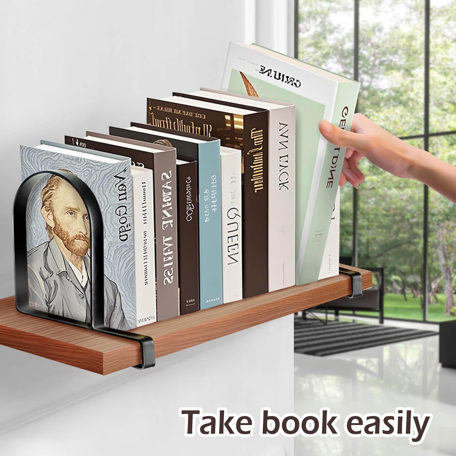 Book Ends for Shelves: Black Metal Book Ends, Heavy Duty Bookend Supports for Shelves, Non-Skid Book Organizer for Home Office School Supplies