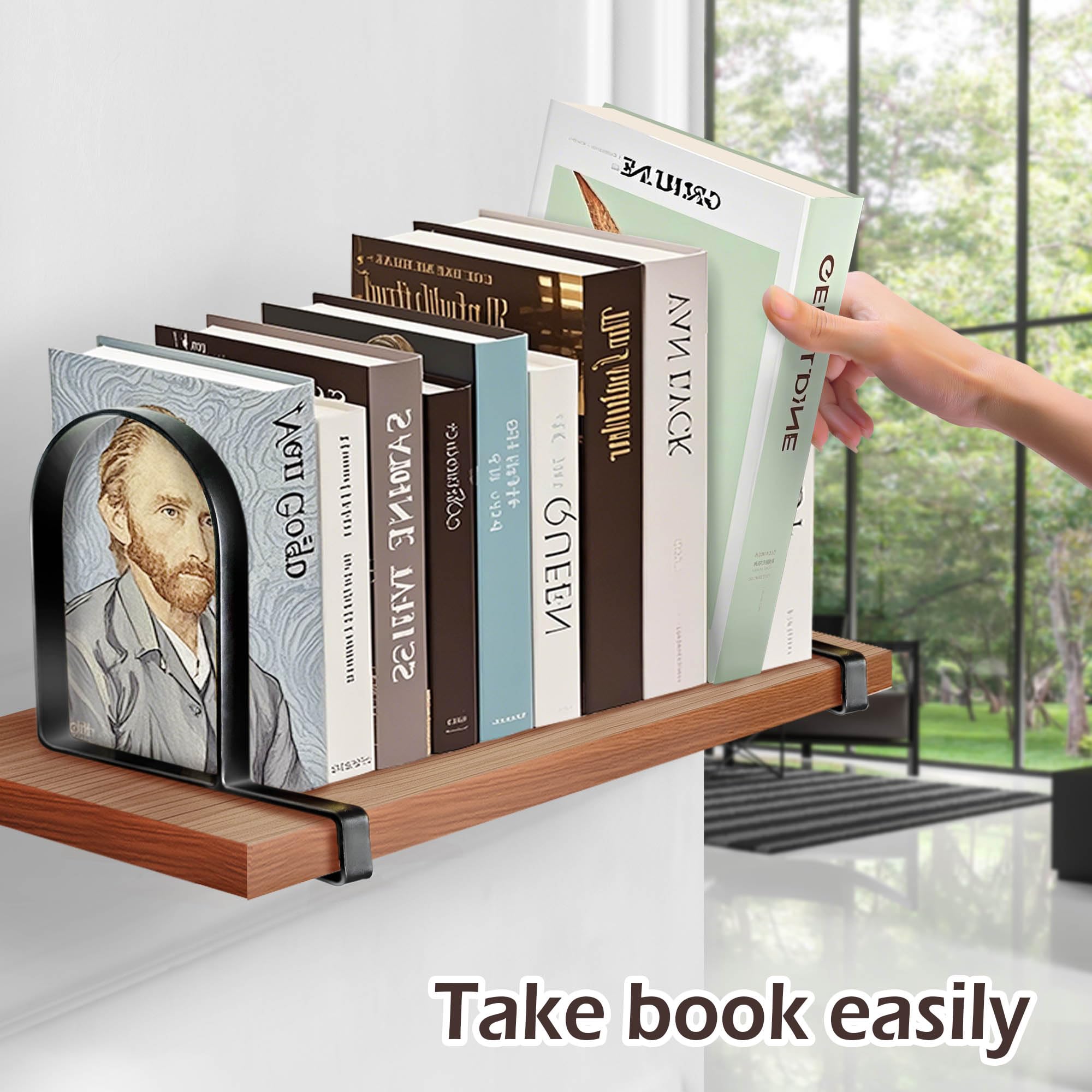Podpórki do półek – wytrzymałe zaciśnięte uchwyty na półki na książki, antypoślizgowe podpórki na książki, wsporniki (czarne, 2)