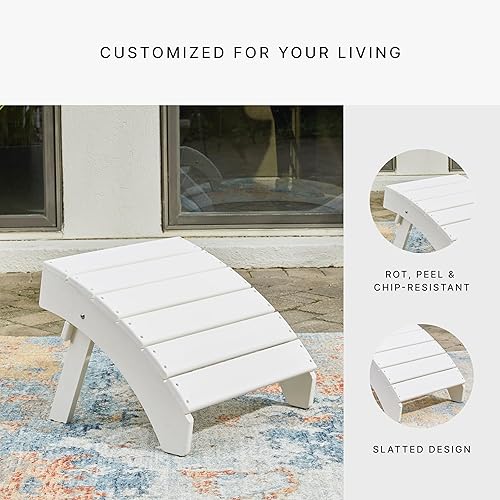 Miniatura 8 de Signature Design by Ashley Otomana de HDPE para patio al aire libre, color blanco