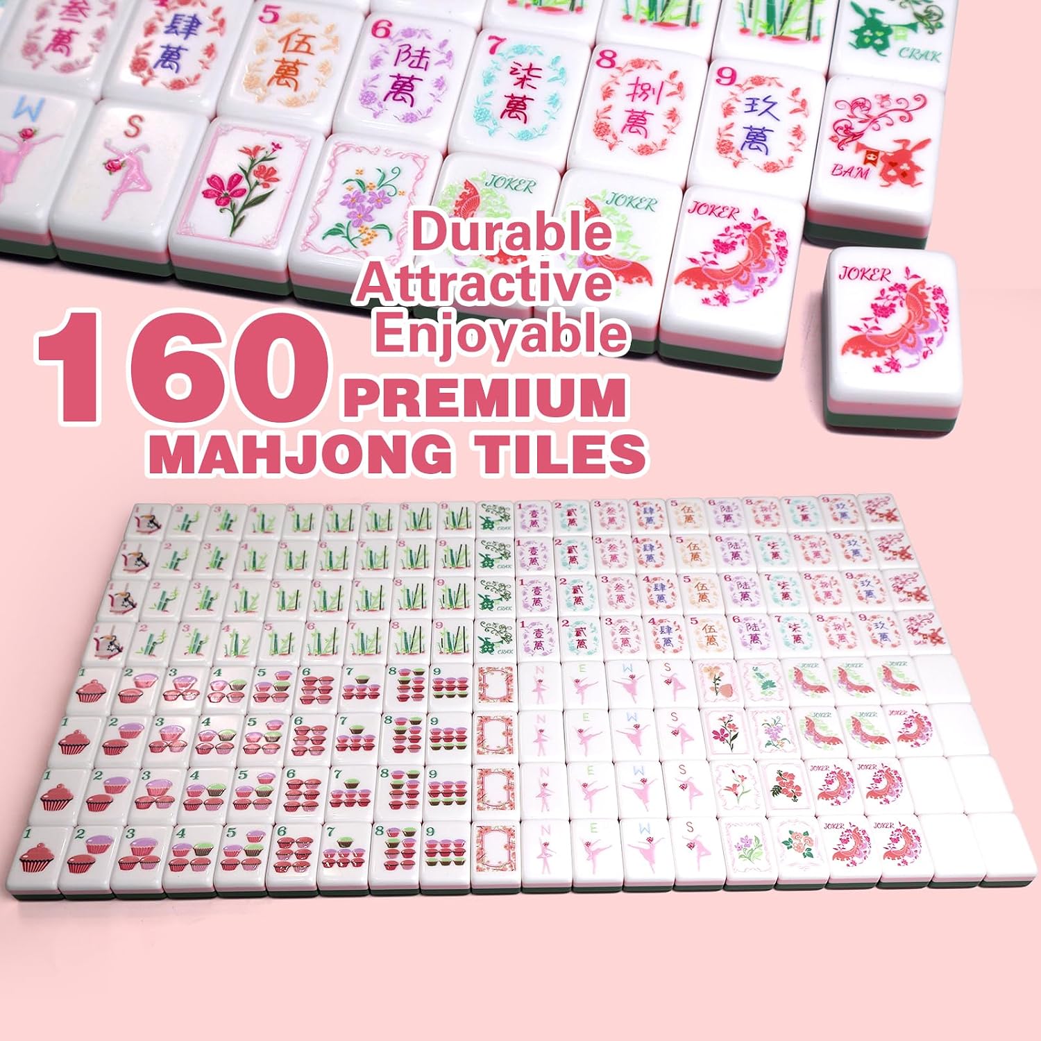American Mahjong Game Set, Portable Carrying Bag,Acrylic 160 Tiles,Western Mahjong Tiles Set,Complete Ma Jong Set (Purple)