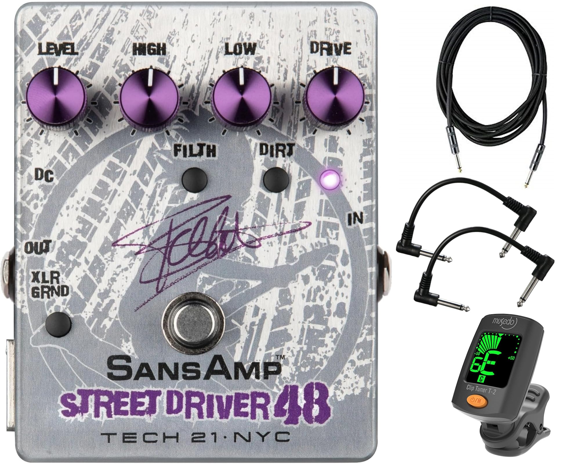 Tech 21 Frank Bello Street Driver 48 Signature SansAmp – zestaw z kablem instrumentalnym, 2 kablami krosowymi i tunerem
