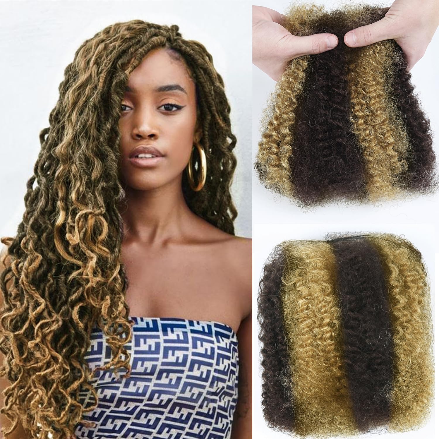 Unipearl Afro Kinkys Bulk Human Hair for Dreadlocks Kinky Curly Human Hair for Locs Extensions & Crochet 100% Real Brazilian Hair for Marley Twist