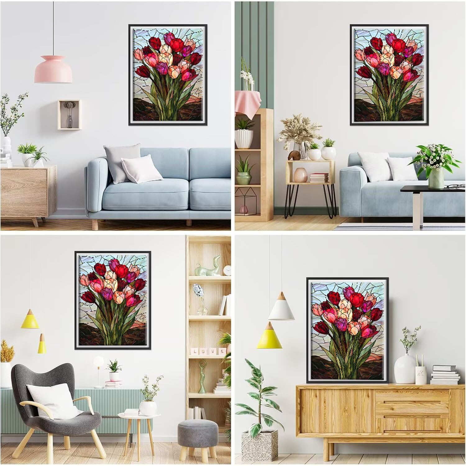 Zestawy do malowania diamentami 5D dla dorosłych, tulipany kwiaty diamentowe malowanie pełny zestaw do haftowania, DIY kryształowy ścieg krzyżykowy rzemiosło świąteczne dekoracje ścienne do domu