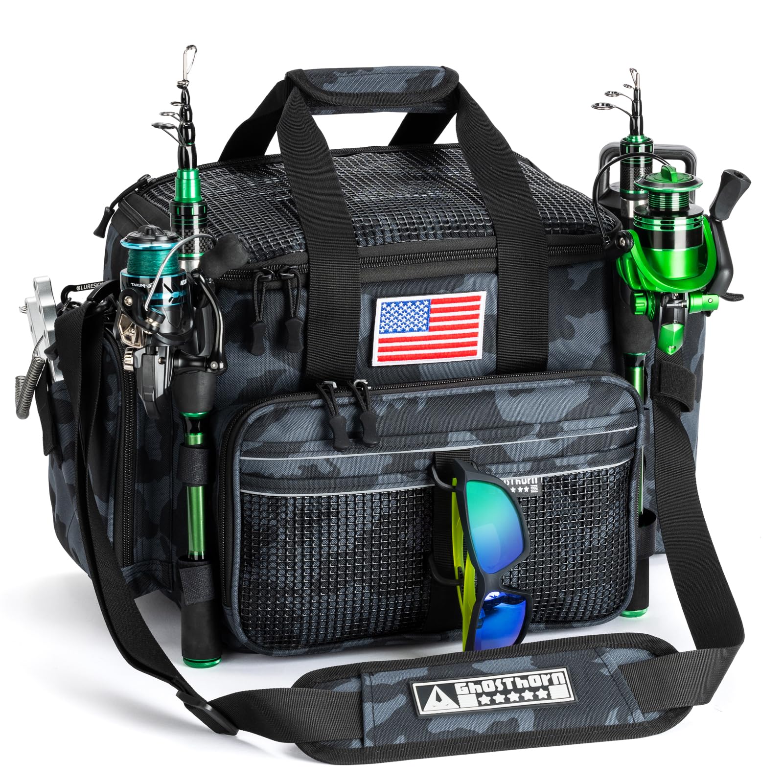 GhosthornFishing Tackle Bags Salt Water Resistant Tackle Box Bag -large capacity tackle storage