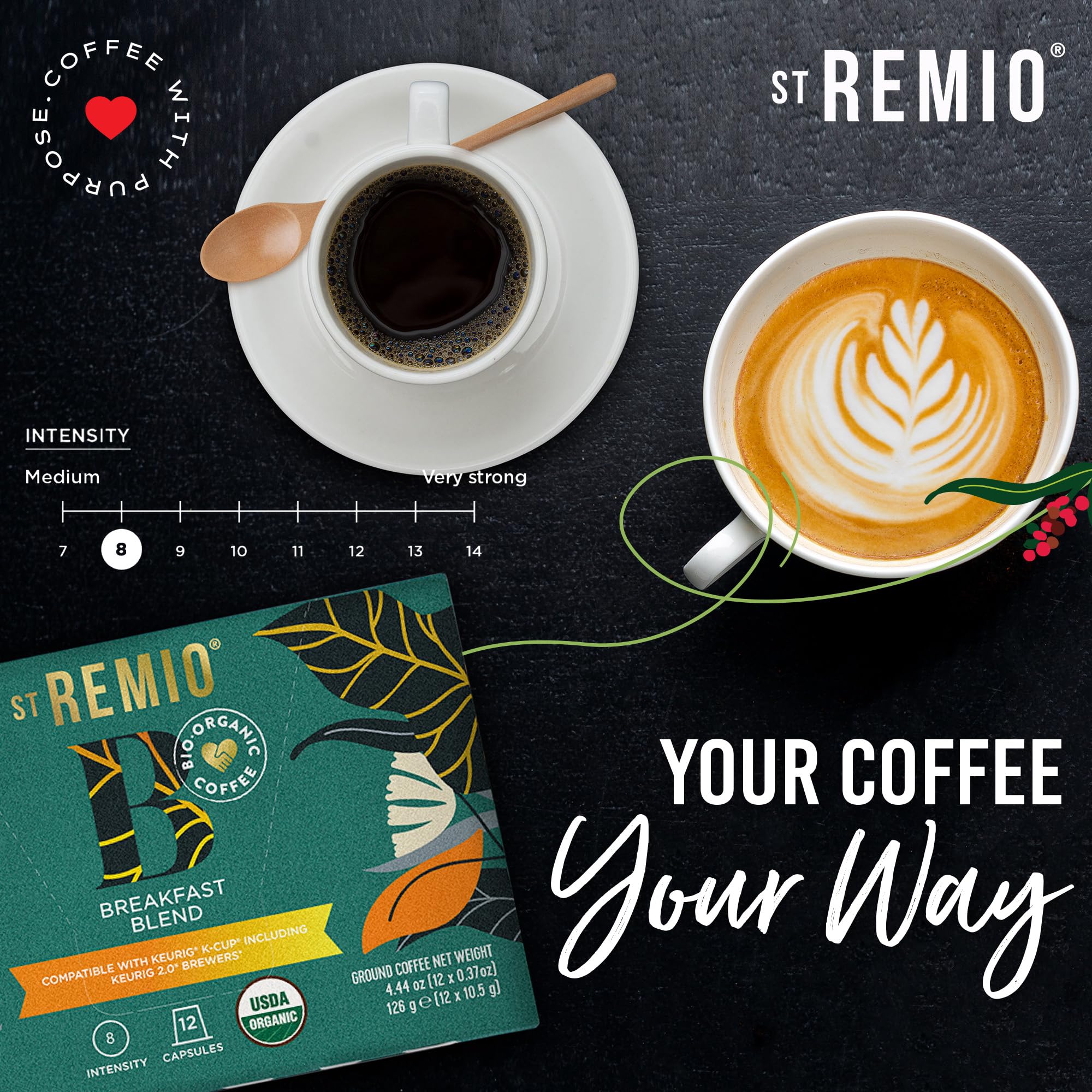 ST REMIO Coffee Pods Single Serve Cups Medium Roast Compatible with Keurig K-Cup 2 0 Brewers USDA Organic — view 3