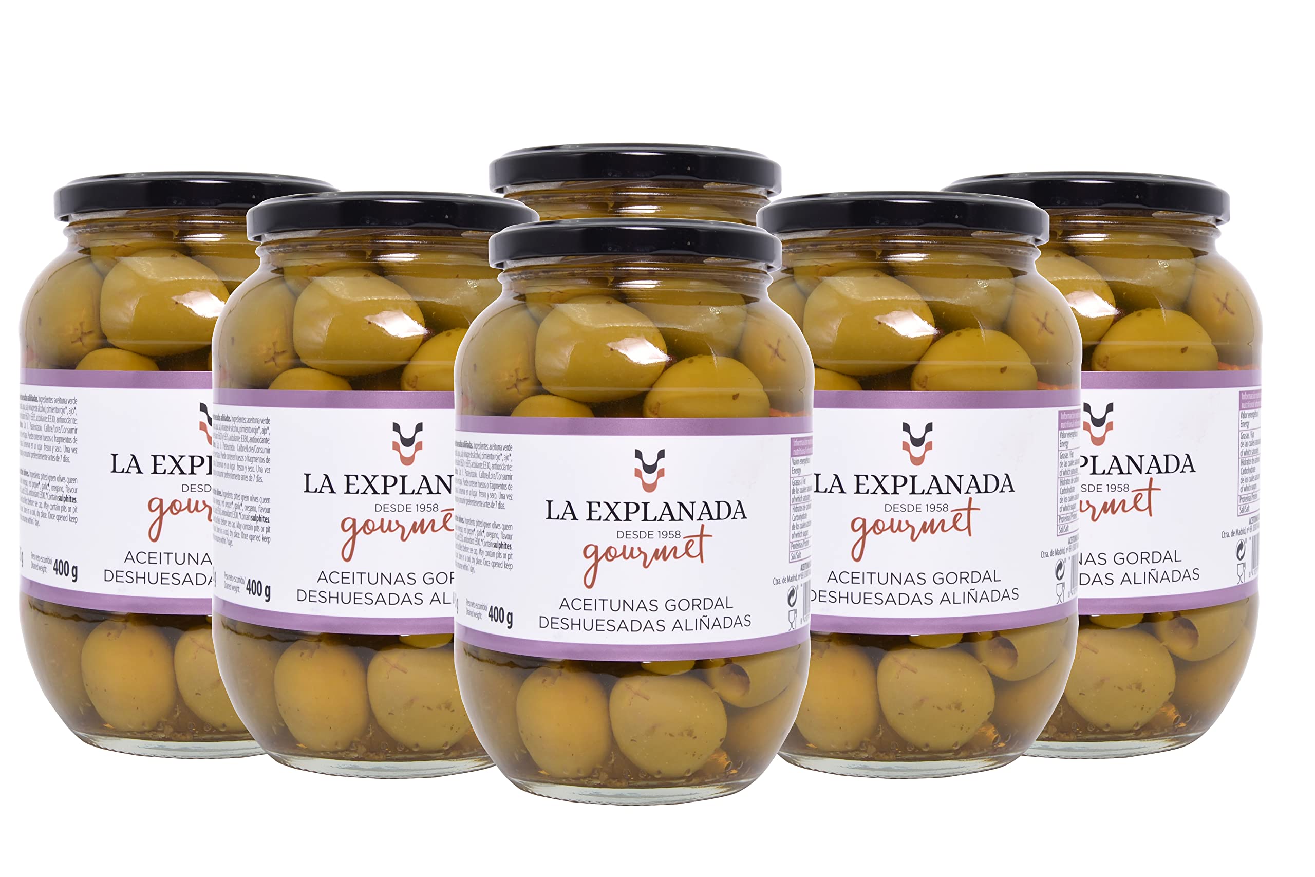 La Explanada - Entsteinte und gewürzte Gordal-Oliven - Grüne Oliven - 400 g