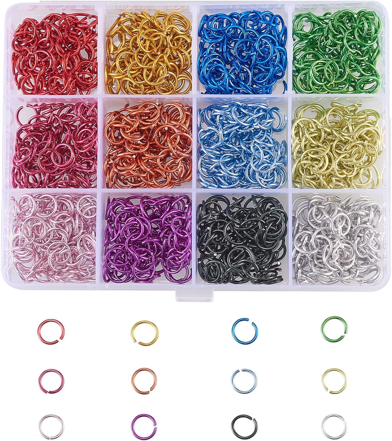 UR URLIFEHALL 1200 Pcs 12 Colors 18 Gauge Aluminum Open Jump Rings Connectors for Choker Necklaces Bracelet Chain Maille Jewelry Making