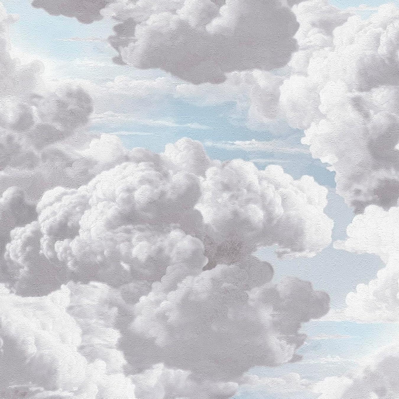 Blue Grey Metropolis Painted Cloud Wallpaper Textured Paste The Wall Vinyl