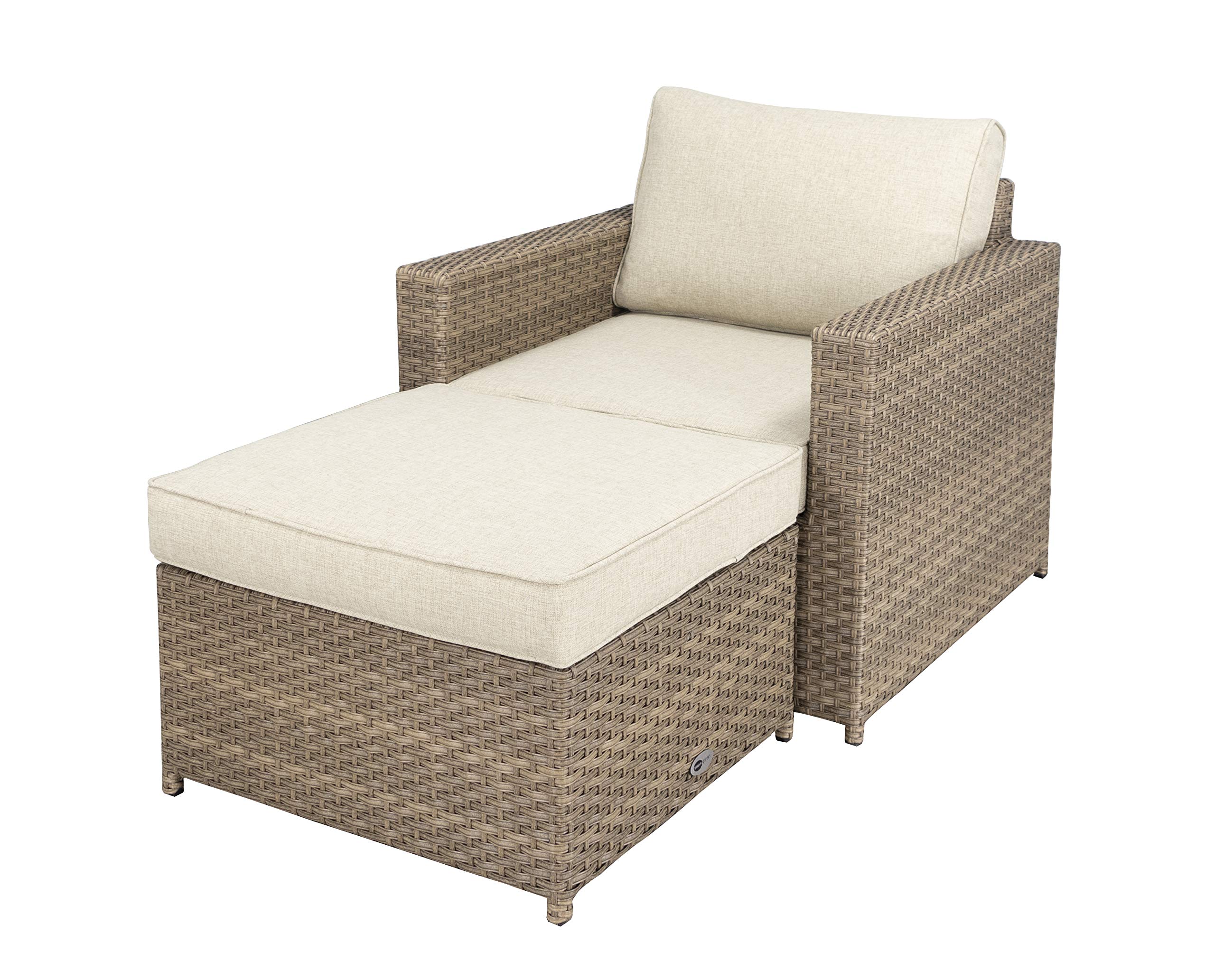 DIMAR GARDEN Fully Assembled Wicker Patio Sofa, Outdoor Rattan Couch Sofa Furniture Conversation Set (2PCS / Lounge)