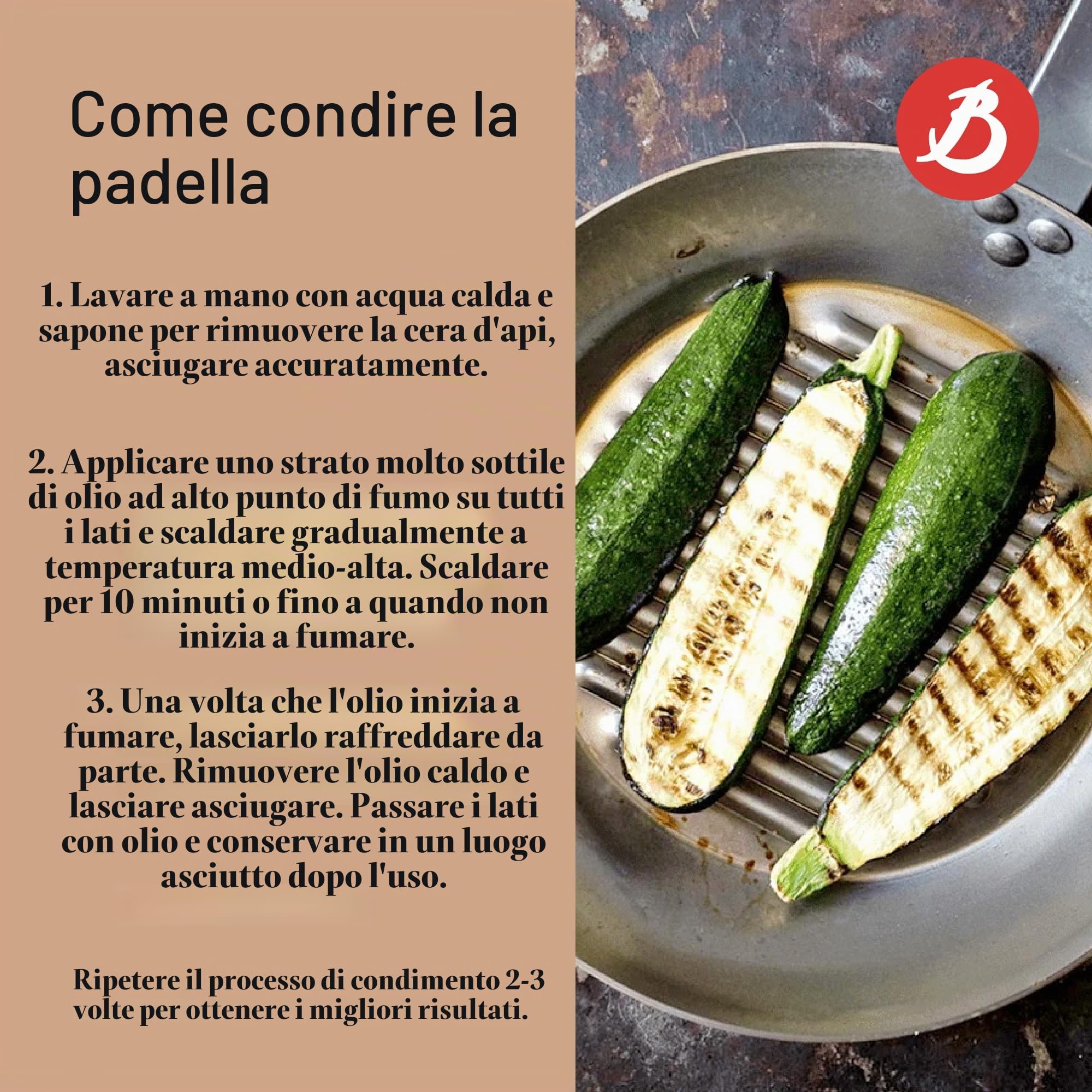 De Buyer DB5613-26 Mineral B Element Padella Grill D, 26 cm