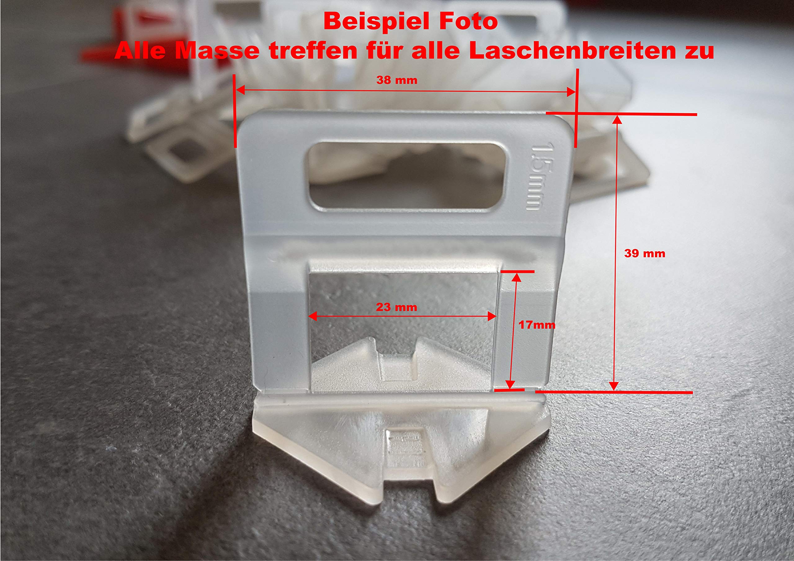 500-9000 Stück 1-3mm freie Auswahl - Das GÜNSTIGE Fliesen Nivelliersystem - Zange Keile Zuglaschen individuell zusammenstellen - frei wählbar Mega-Auswahl an Variationen (1000 Laschen, 2,0mm)