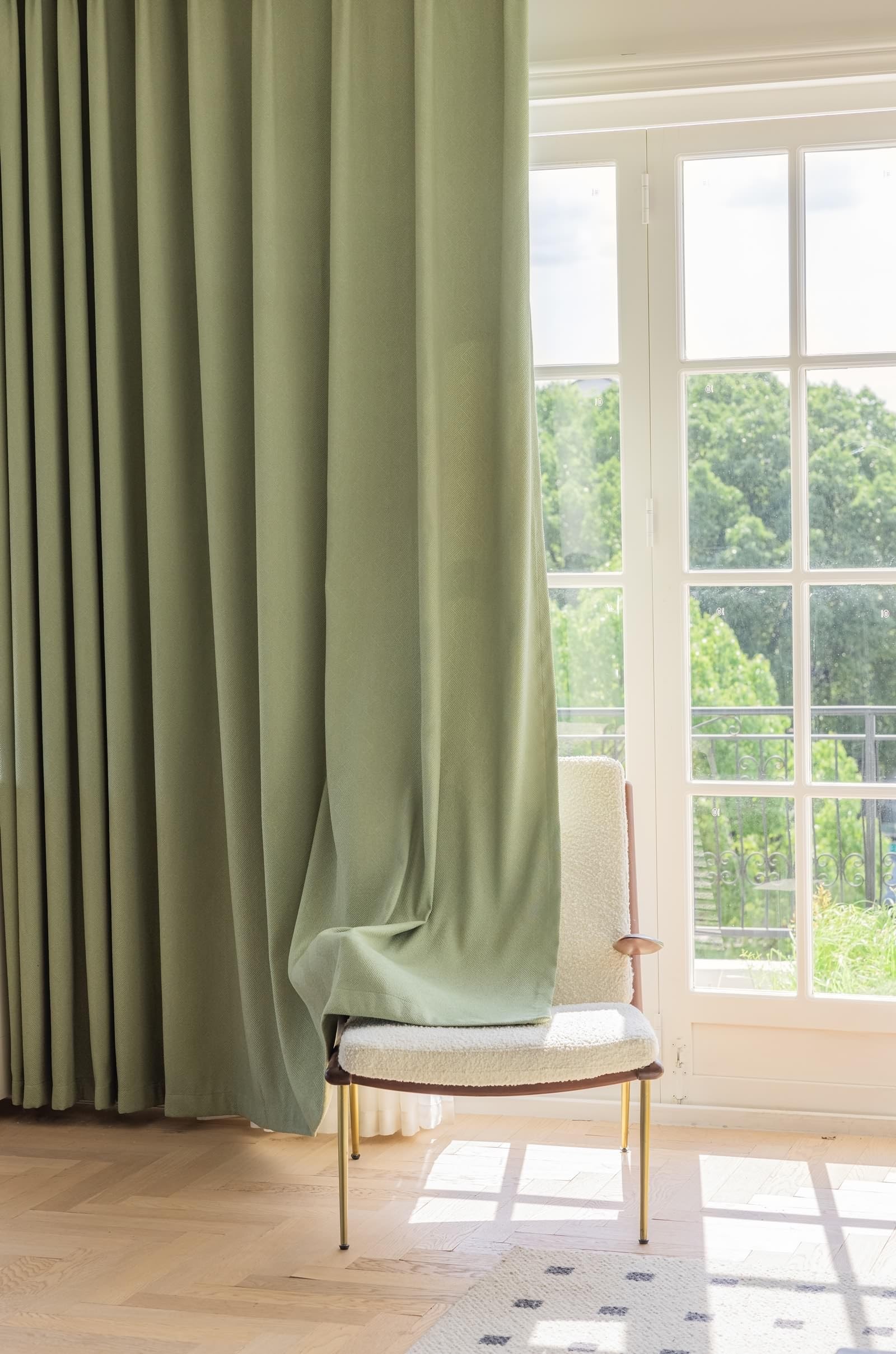 Amazon.com: Epinki Living Room Curtain, Chenille Green Jacquard