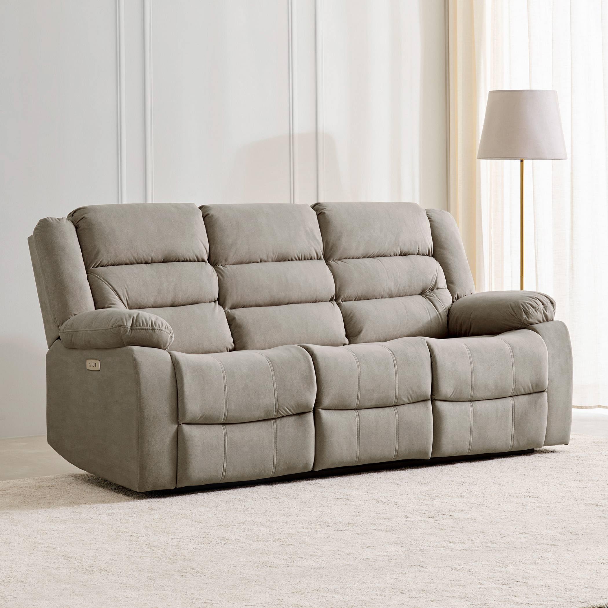 Home Centre 3 Seater Cairo Fabric Recliner| Fabric Recliner| (Beige) |2 Year Warranty-image-34
