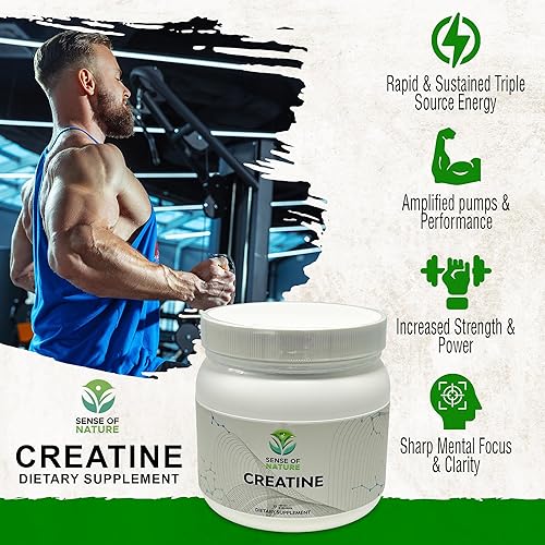 Miniatura 5 de Sense of Nature Monohidrato de creatina en polvo - 0.18 oz (5000 mg) de creatina en polvo micronizado por porción, creatina preentrenamiento,