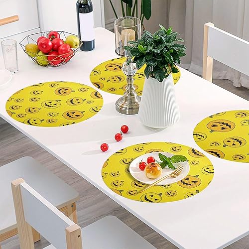 Miniatura 6 de Yellow Pumpkins Dining Room Table Placemats, Non Slip Placemats Set Washable for Kitchen Table one sizex6