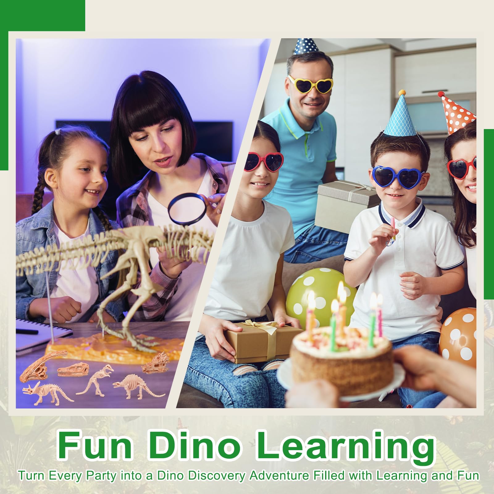 66 pezzi di osso di dinosauro da 9,4 cm per sandbox, 24 scheletro fossile, 12 teschio di plastica, 24 mini uova di dinosauro, 6 ossa, scavo di sabbia per cestino sensoriale, festa di compleanno