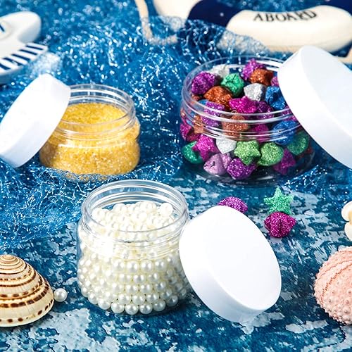 Miniatura 5 de SATINIOR 24 tarros de plástico transparente vacíos con tapas, recipientes redondos de almacenamiento de boca ancha para productos de belleza, crema