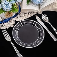 Vista 54 de I00000 60PCS Clear Gold Dessert Plates, Clear Plastic Plates with Gold Rim 7 Inch, Fancy Disposable Wedding Plate Heavy Duty for Thanksgiving