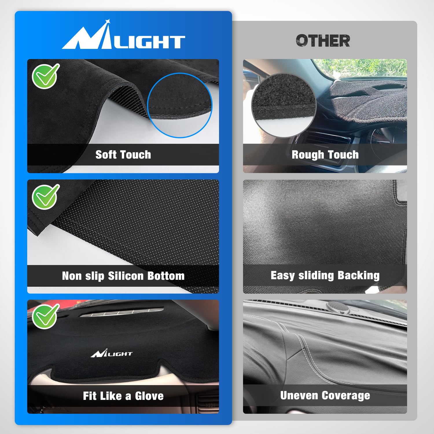Nilight Armaturenbrettabdeckung für GMC Sierra/Chevy Silverado, 2000-2006 GMC Yukon/Yukon XL/Chevy Suburban/Chevy Tahoe, 2001-2006 Lawine, Wildleder Armaturenbrett-Matte, Schwarz