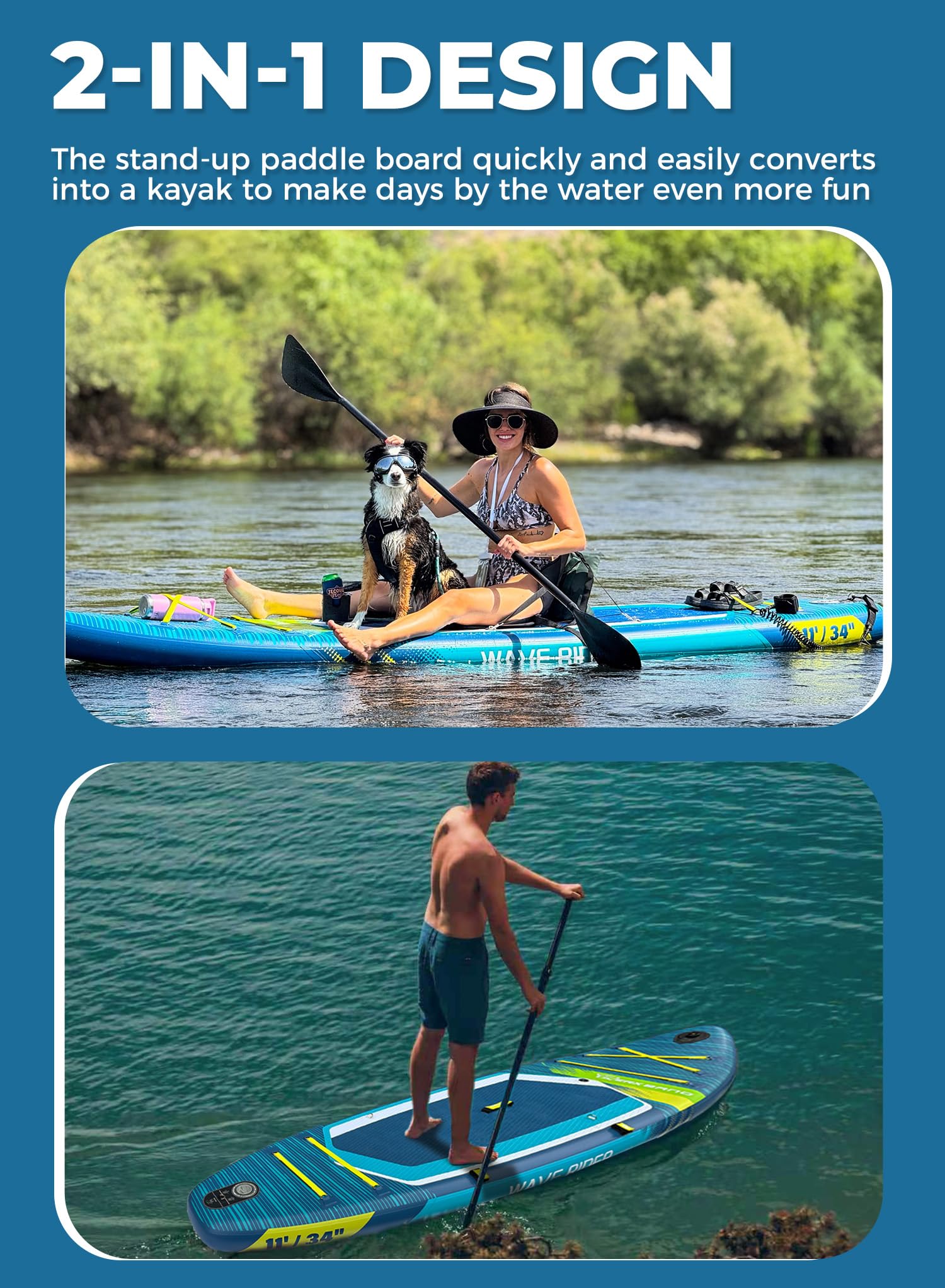 TIGERXBANG Aufblasbares Stand Up Paddle Board Mit Paddleboard Zubehör, Minimalistisches Paddleboard für Erwachsene und Jugendliche Aller Könnensstufen