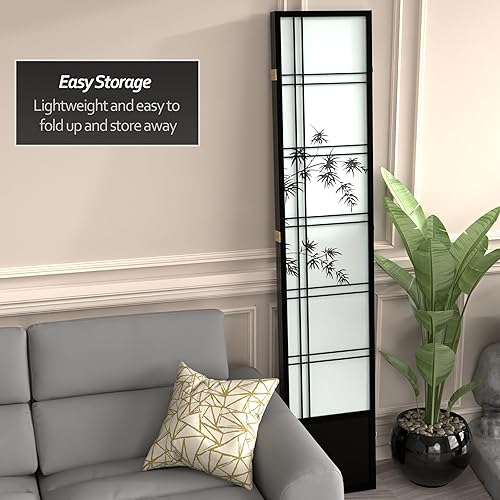 Miniatura 38 de Oriental Furniture - Pantalla Shoji para árbol de bambú de 7 pies de alto, color miel, 6 paneles Miel,Natural,Negro