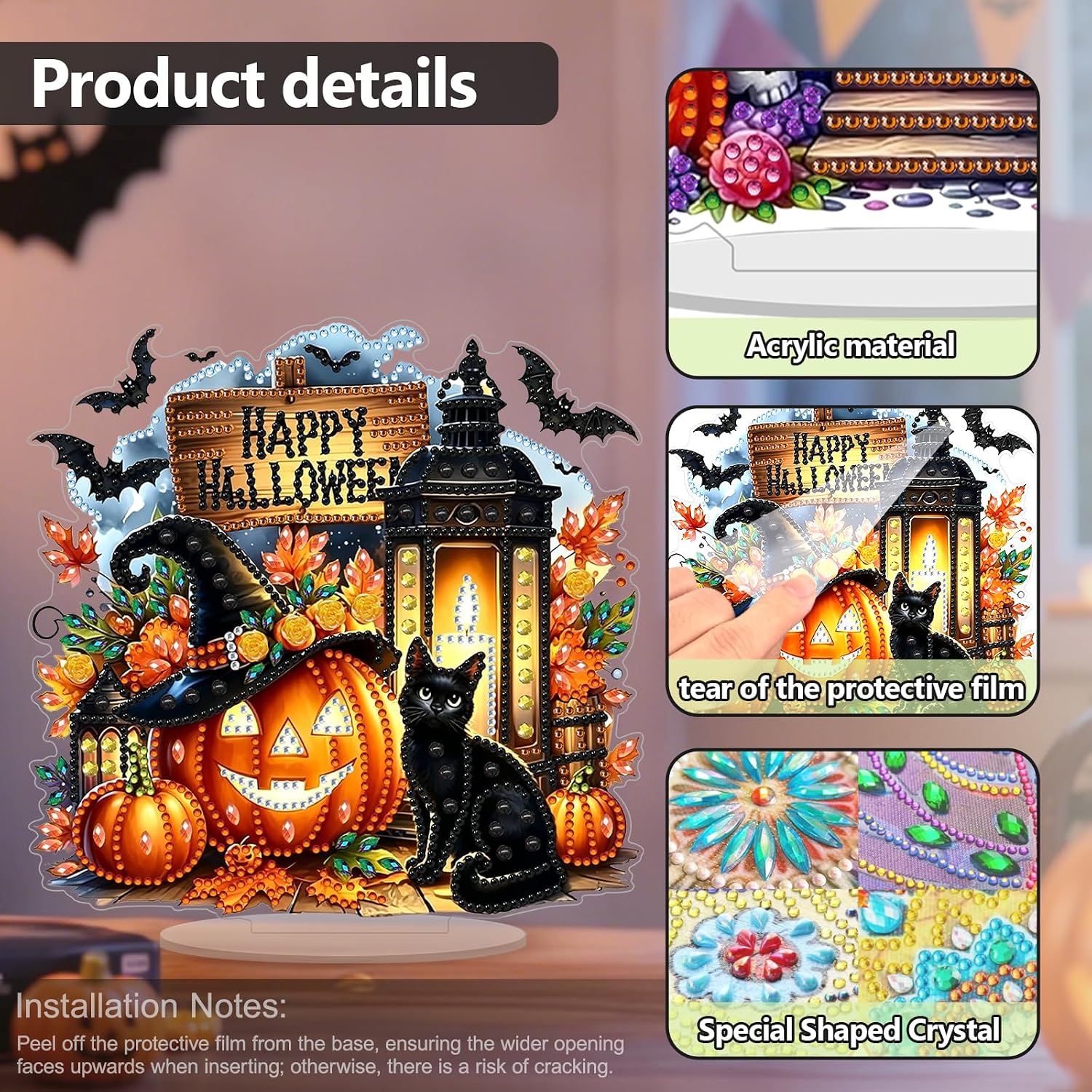 RYMILIE Halloween Diamond Art Kits for Adults Acrylic Tabletop Ornaments