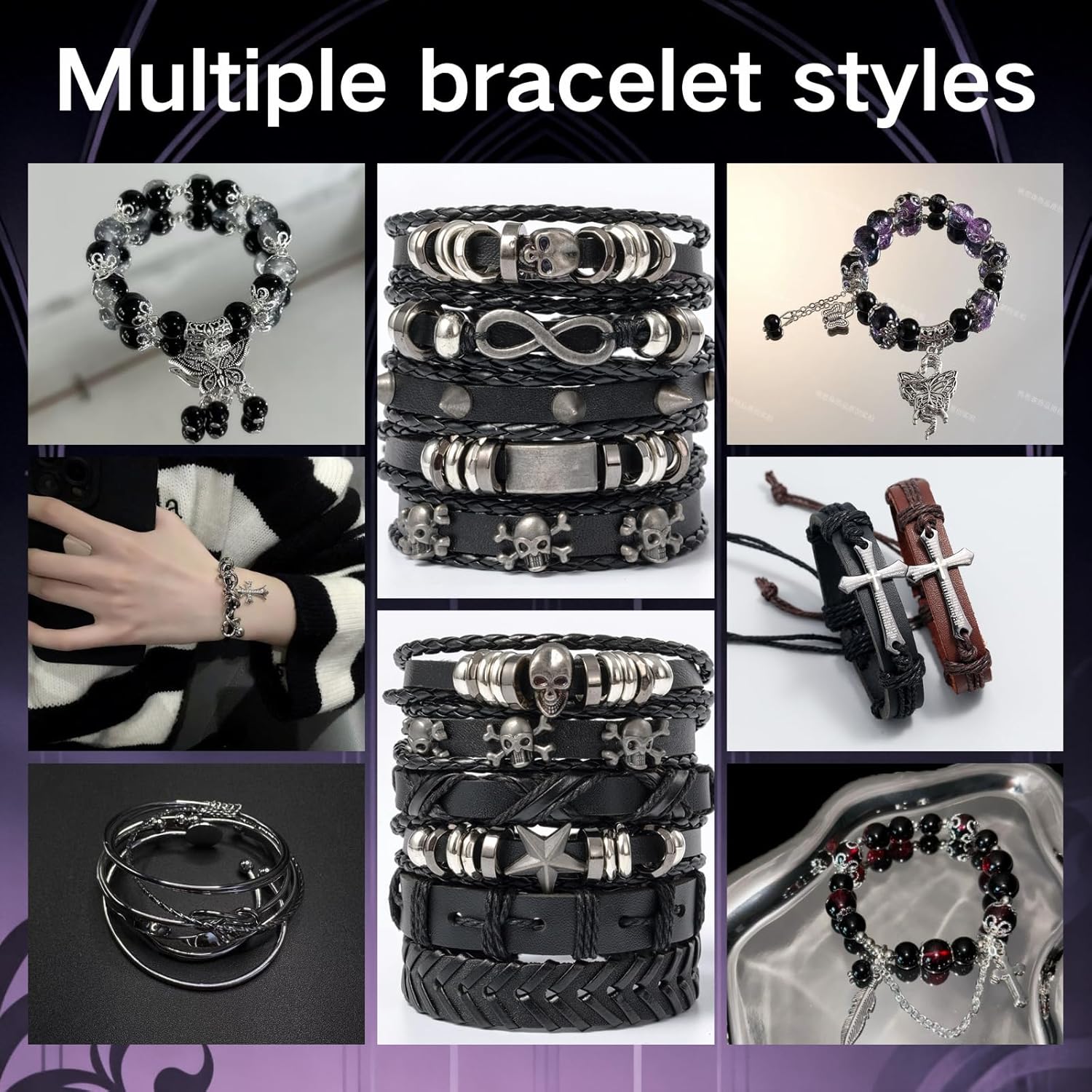 Mystery Jewelry Jar 35 PCS Gothic Jewelry Set Halloween Surprise Jewelry Box Includes Witchcraft Vampire Necklaces, Earrings, Rings, Bracelets, Waist Chain and Brooch - Image 5