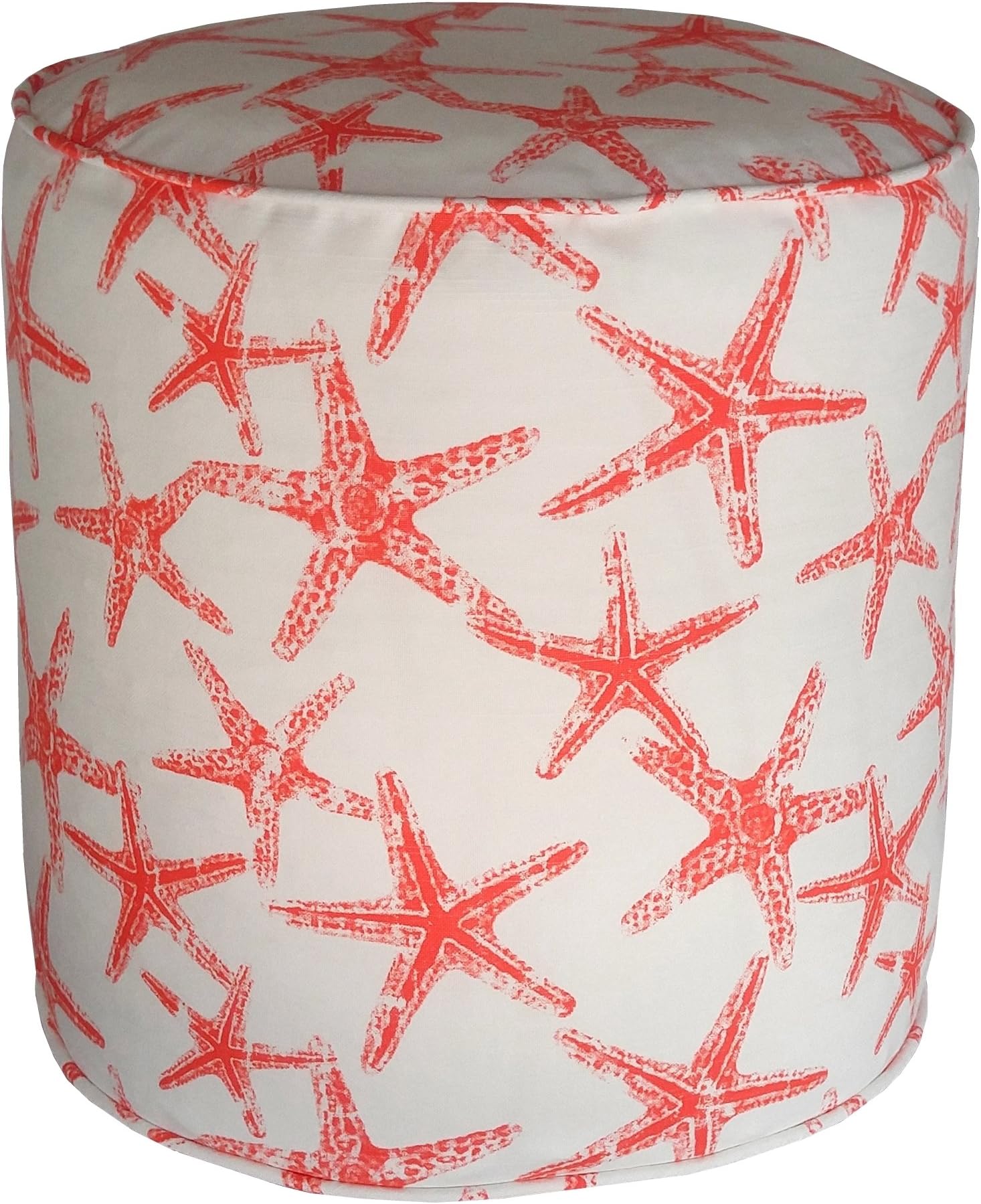 Metje Starfish Pouf-Ottoman, 17" Cylinder, Salmon