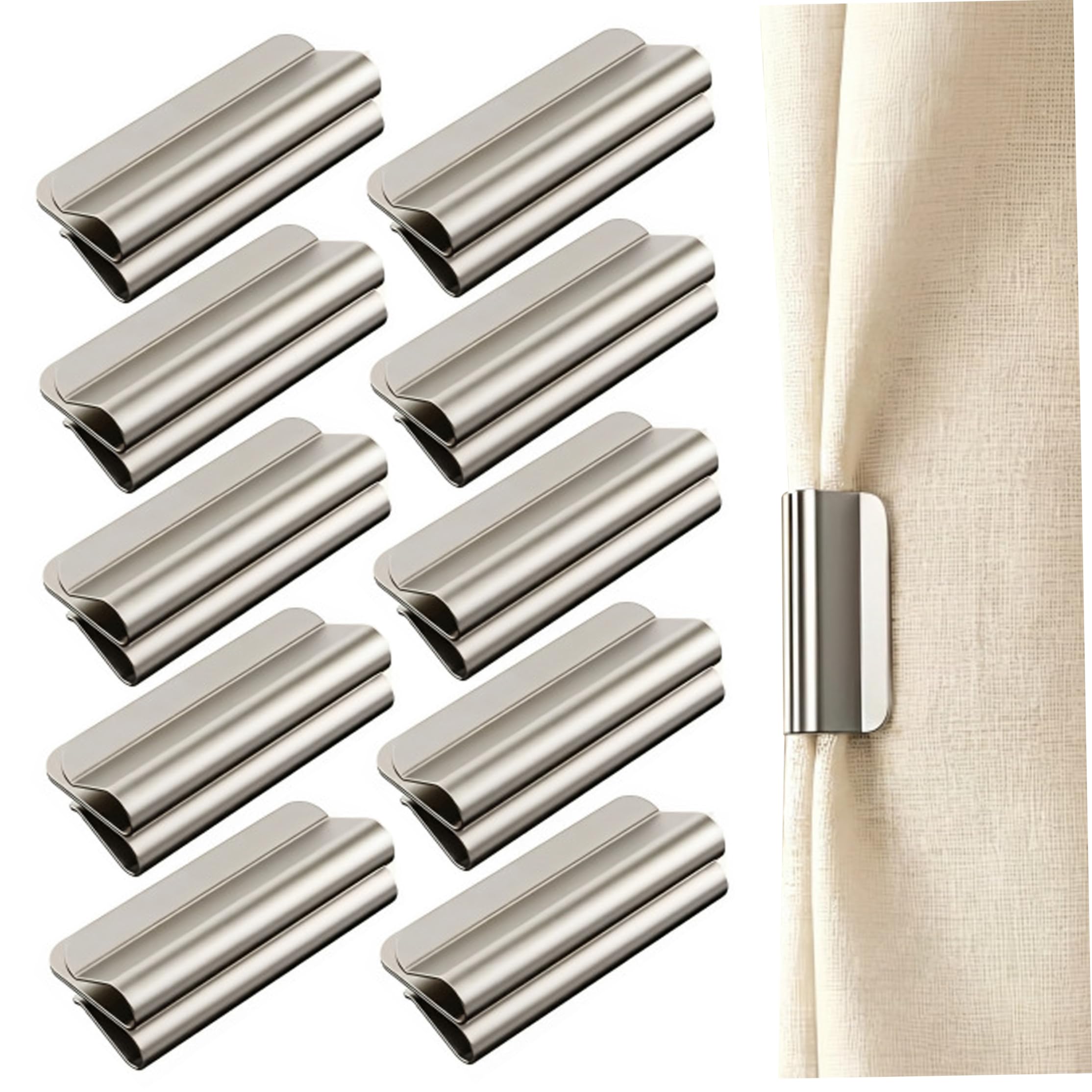 Pineeseatile 10 Pairs Magnetic Curtain Clips, Removable Magnetic Curtain Closure - No-drill Installation, Strong Magnet For Gap Light Blocking, Closure