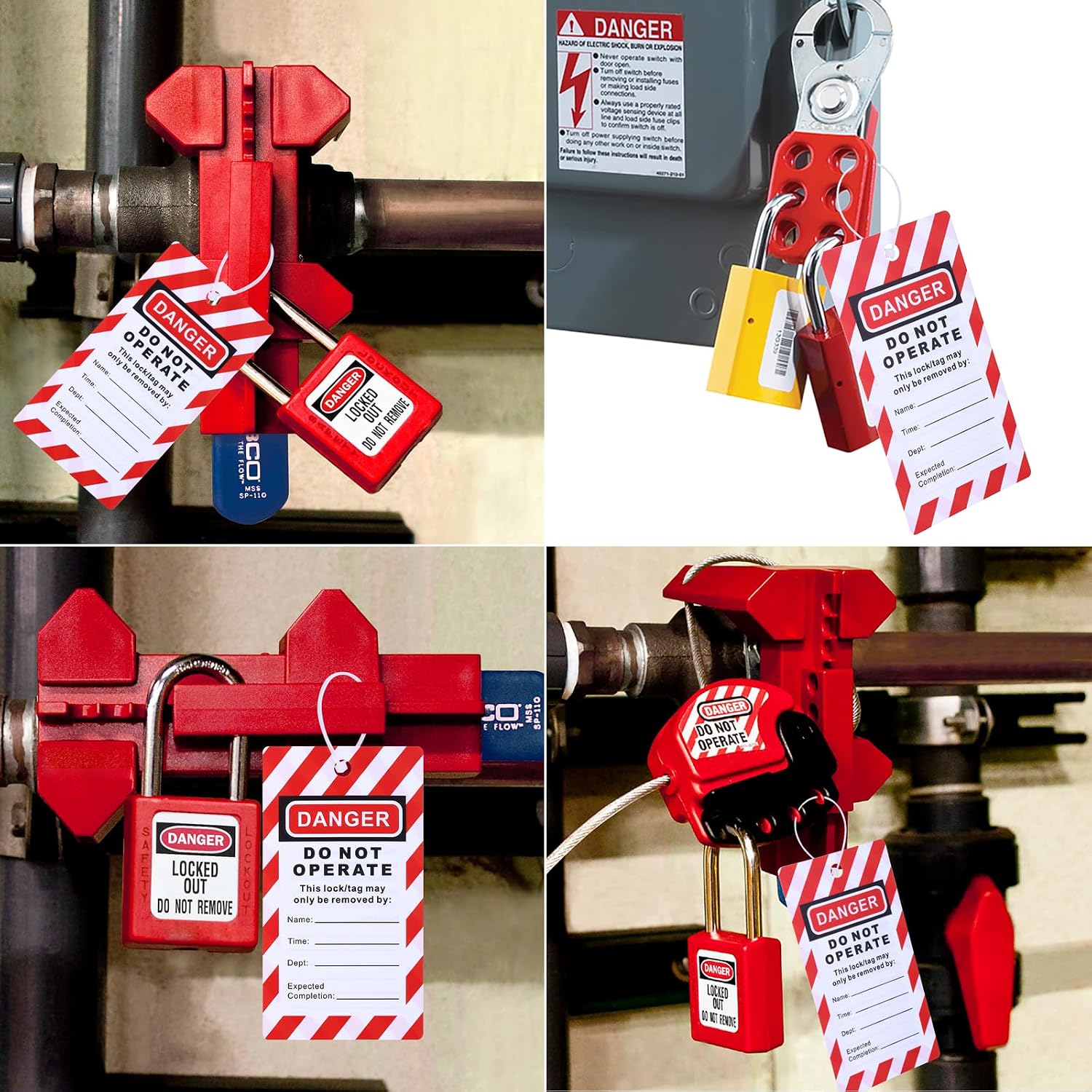 Lockout Tagout Tags 100 Pcs/Pack,Danger Do Not Operate Equipment Labels with 100 Zip Ties,OSHA Compliant Loto for Lock Out Tags Out,Equipment Repair