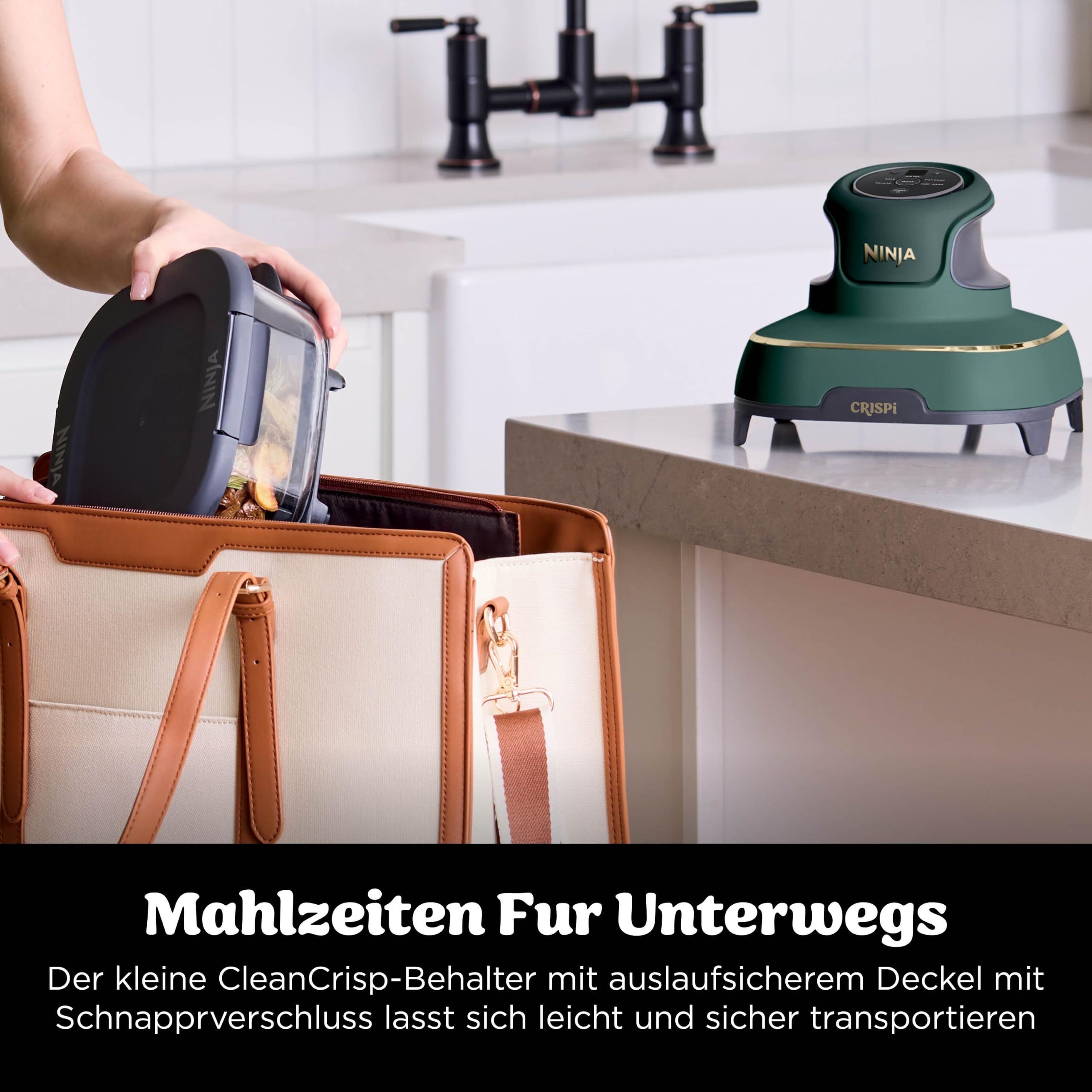 Ninja CRISPi tragbare Heißluftfritteuse, 3,8 l & 1,4 l, Grün – Ansicht 11