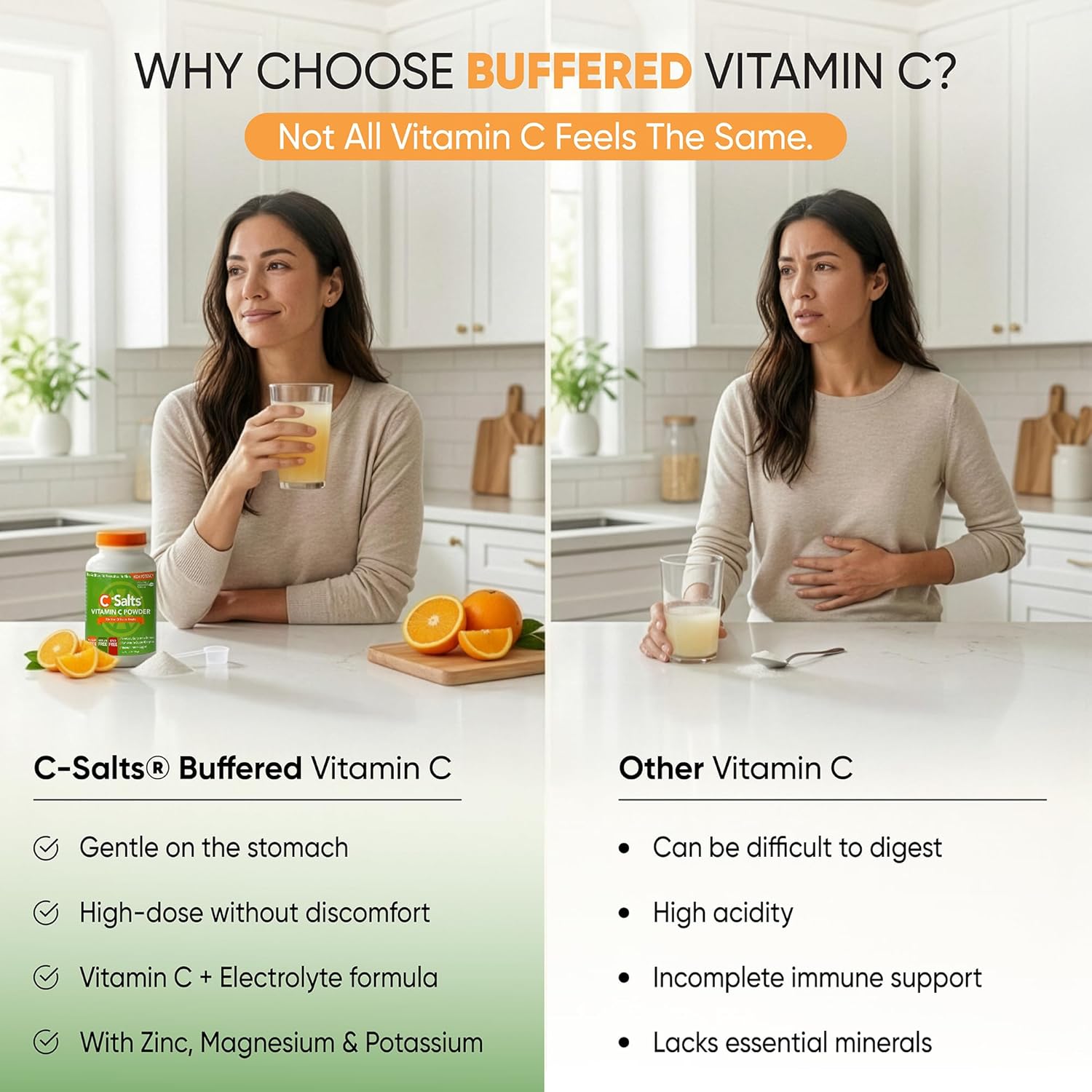 C-Salts Vitamin C Powder - 100% Pure Buffered Ascorbic Acid Powder for Daily Immune Support - Stomach-Friendly Organic Vegan Non-GMO Sugar-Free - 272 Servings 4000mg Per Serving - Original, 26oz - Image 2