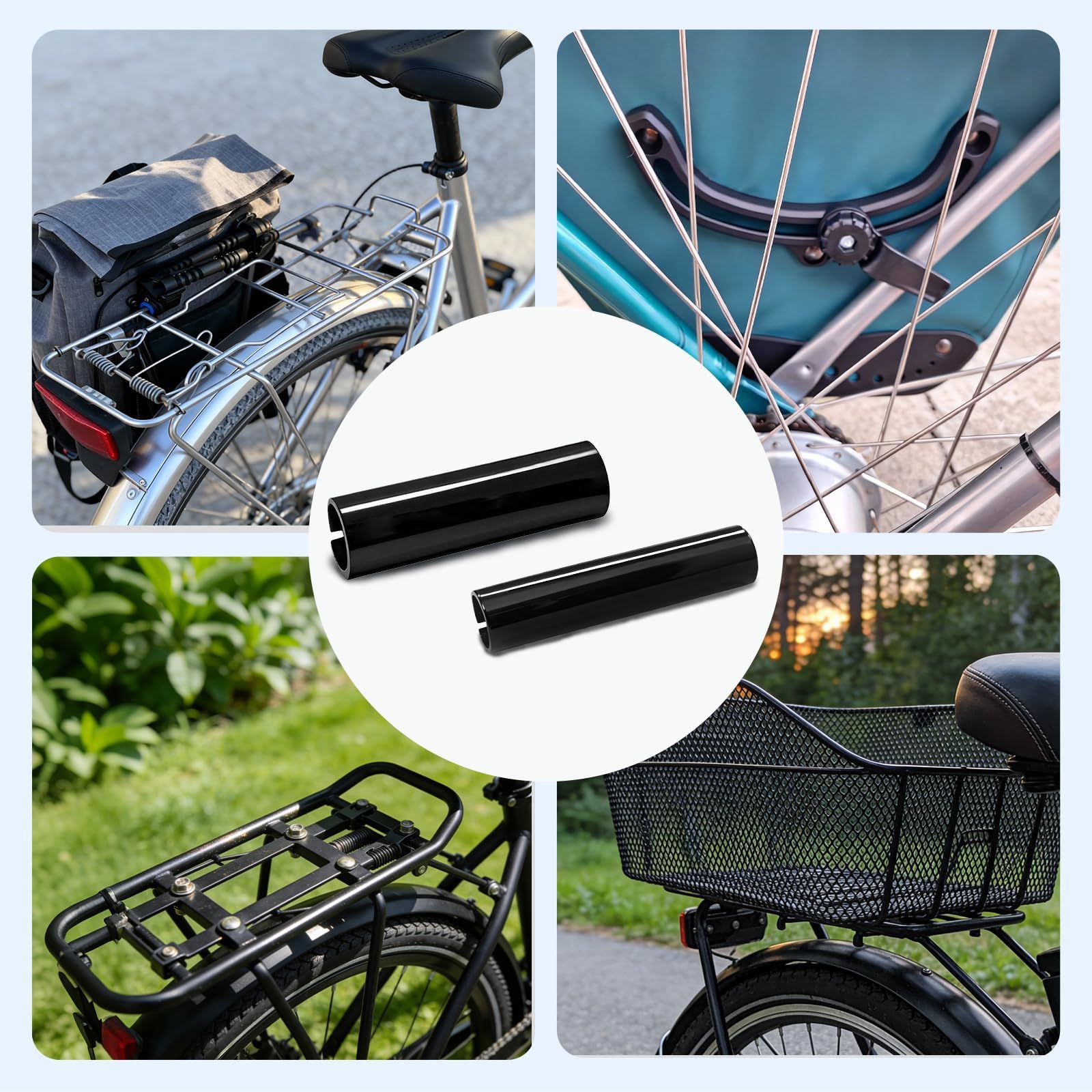 Osłona Bagażnika Rowerowego przeciw Otarciom Zestaw - 2 Rozmiary 10 i 12 mm Tuleje Ochronne do Sakw Rowerowych Ochrona Ramy do Rowerów Miejskich, Łatwy w montażu i Redukuje zarysowania (20 Sztuk)