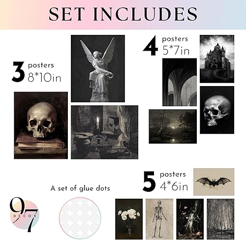 Miniatura 2 de 97 Decor Decoración gótica oscura para el hogar, decoración de pared gótica de Halloween, imágenes de arte de pared de moda, carteles góticos de