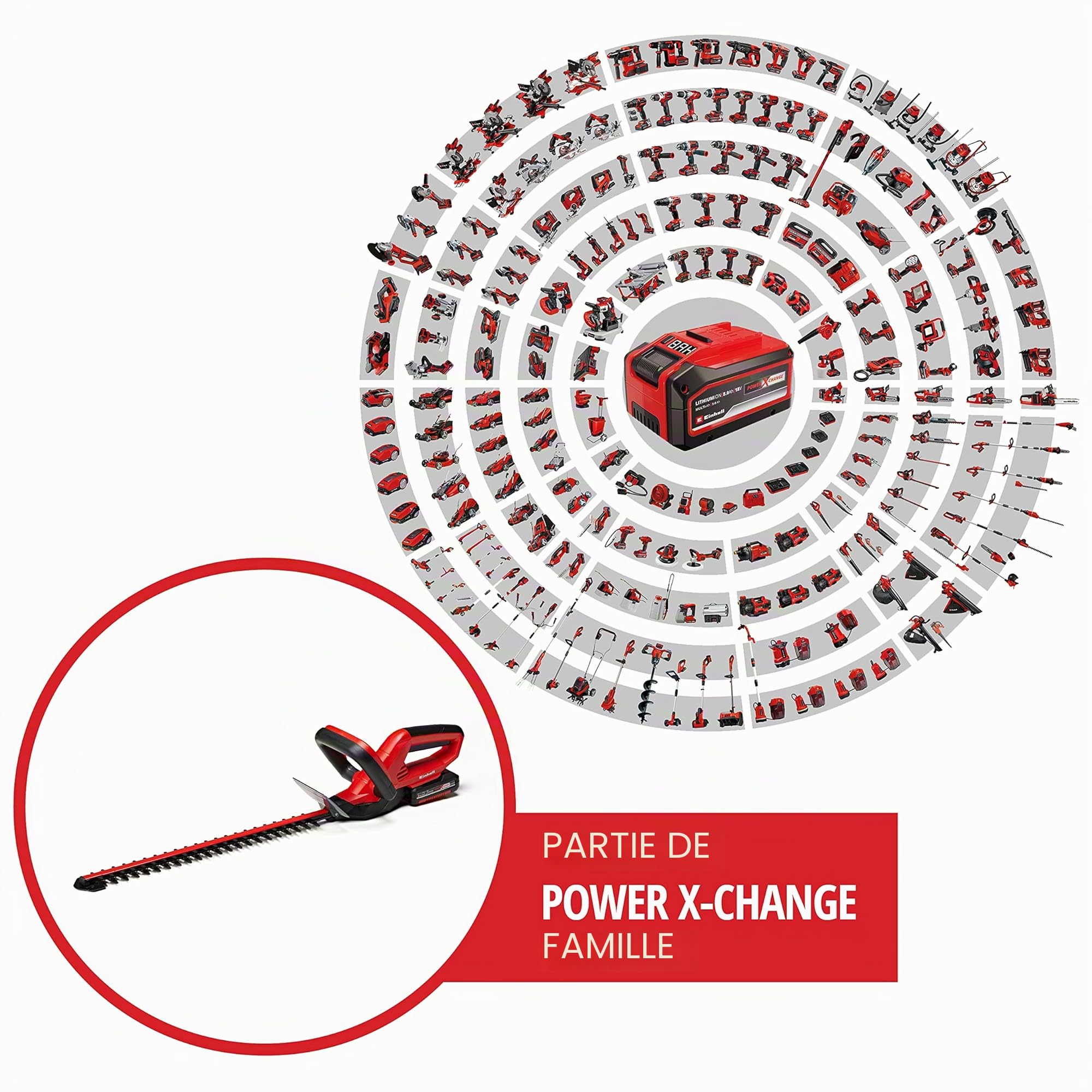 Einhell Taille-Haies sans Fil GE-CH 1846 Li Kit Power X-Change (18 V, 2,0 Ah, Longueur de Coupe 46 cm - Longueur de Lame 52 cm, Epaisseur de Coupe 11 mm) Livré avec Batterie 2,0 Ah et Chargeur
