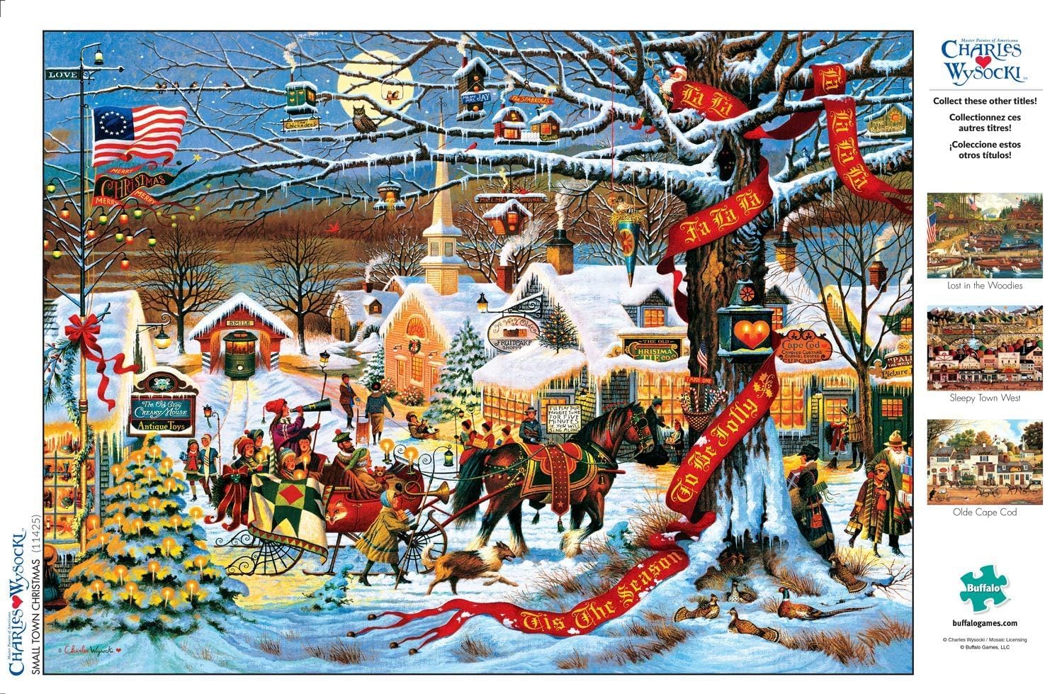 Buffalo Games - 1000 Piece Jigsaw Puzzle - Chrarles Wysocki Holiday Small Town Christmas - Challenging Holiday Scene Puzzles for Families and Adults