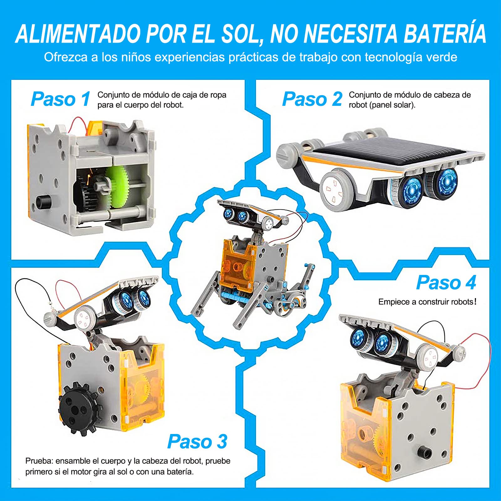 STEM 12 in 1 Educational Solar Robot, 190 Pieces, STEM Kit - 12 in 1 Educational Solar Robot, 190 Pieces Building Science Experimentation Kit, Educational Toys for Kids 8-10 Years Old and Older with 1