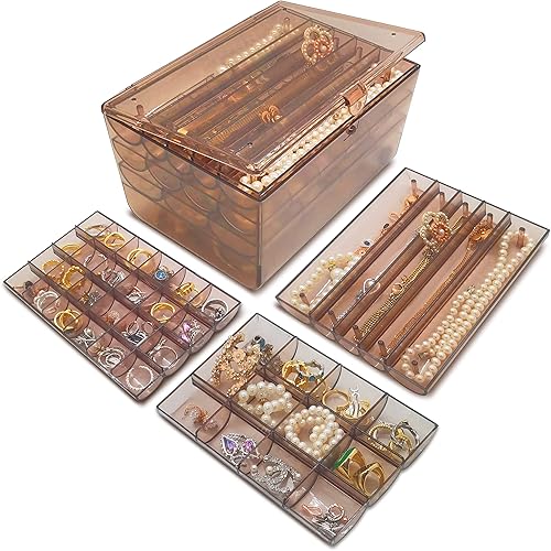 Organizador de aretes caja de acrílico transparente organizador de anillos de plástico organizador de almacenamiento Joyeros Organizador de mujer