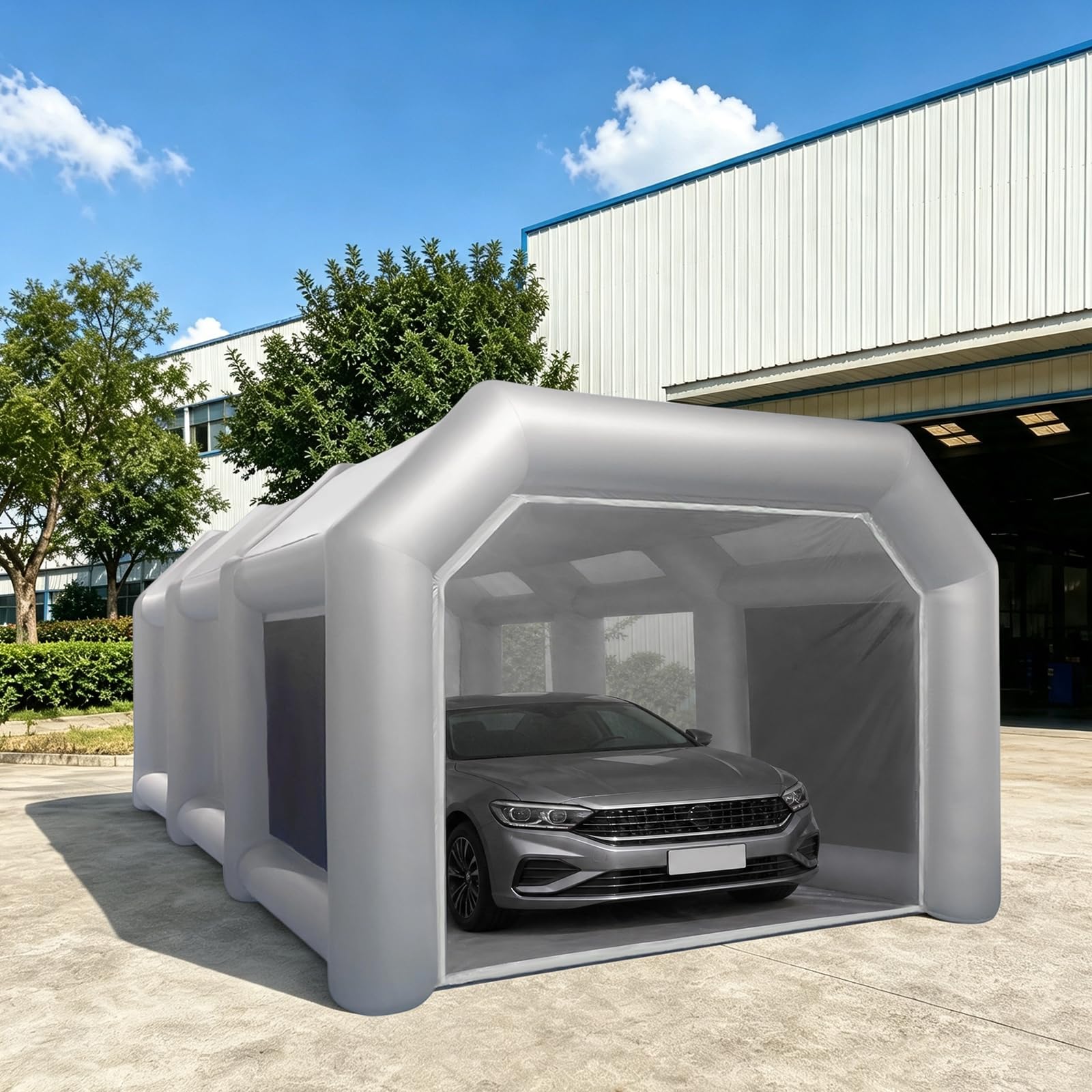 Portable Inflatable Paint Booth Grau Mit Filtern Abnehmbar Lackierzelt | Rechteckig,Maximale Inflationszeit 5 Min,Für Geschäftsdemonstrationen,Medizinische Hilfe Und Isolation,4 * 2.5 * 2.2m
