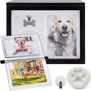 Keepsake Pet Urns for Dogs Ashes - Wooden Memorial Dog Urns for Ashes Personalized, Premium Cat Urns for Ashes, Clay Imprint Kit, Pet Paw Print Kit, Keepsake Memory Frame, Photo Book